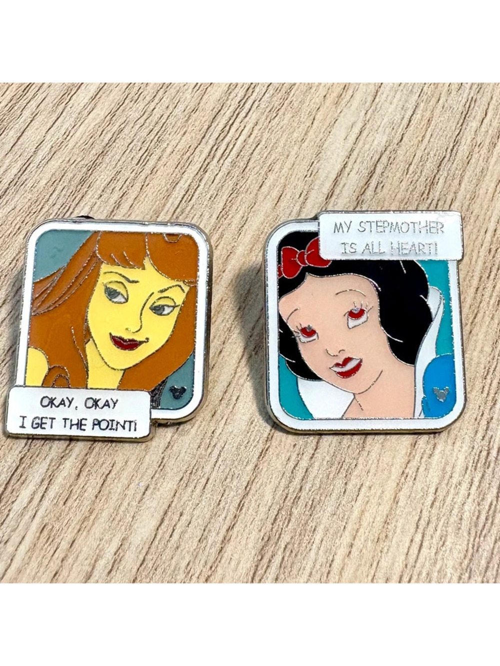 Disney Princess Quote Pins, Aurora Sleeping Beauty, Snow White , 2007 Disneyland